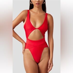 Red Cutout One-Piece Swimsuit - Women
